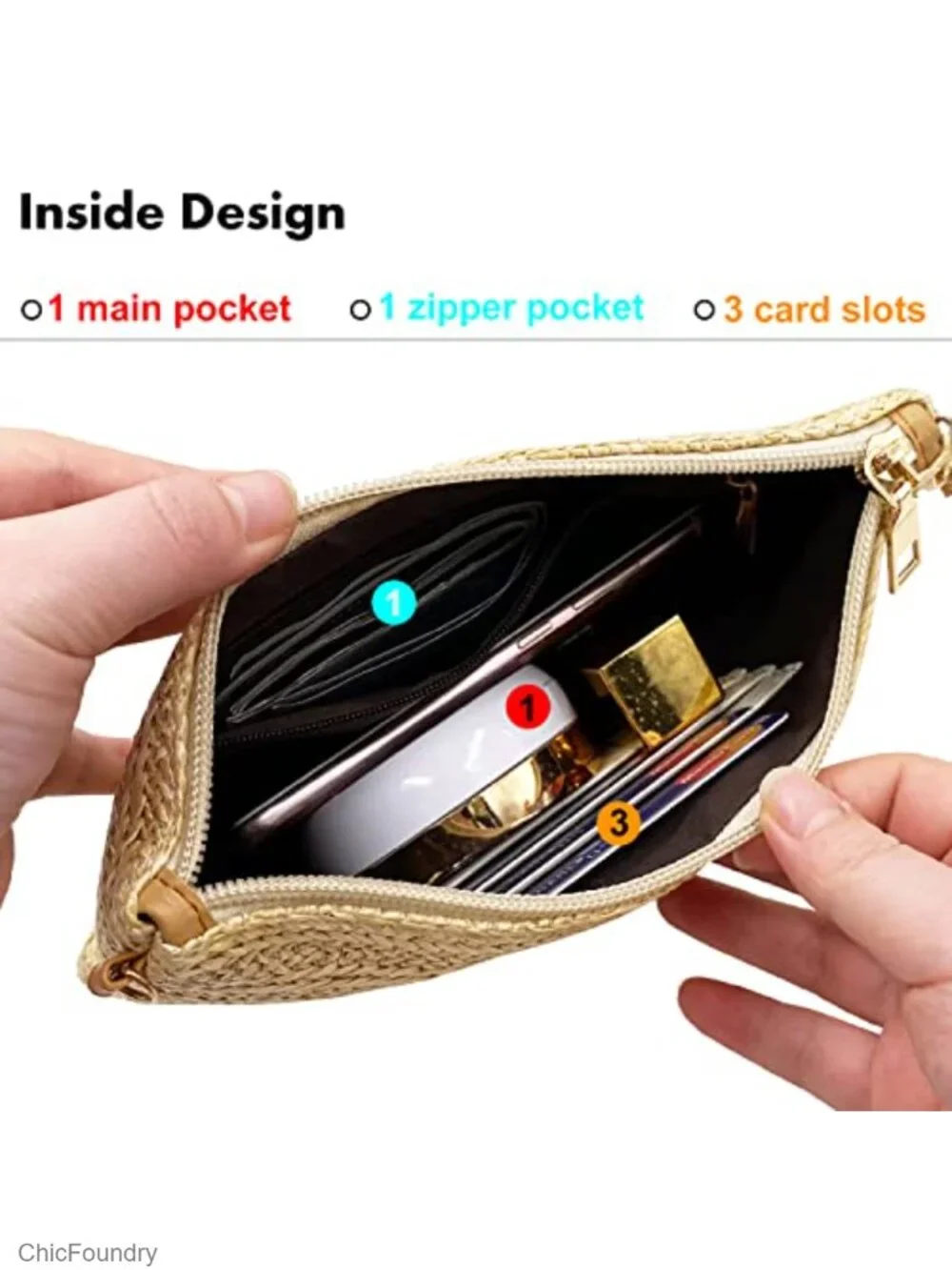 Straw Wristlet Crossbody Bag Clutch Purse Woven Handbag